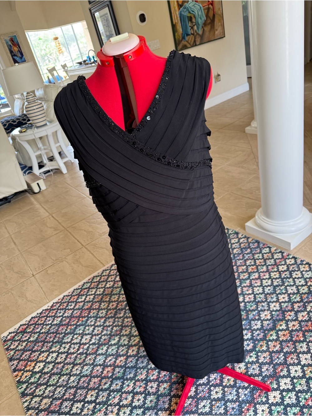 Adrianna Papell Black Beaded Evening dress